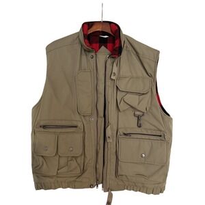 Outreach Men's Fishing/Hunting Vest Size XL Vintage‎ 90's Plaid Flannel Lined